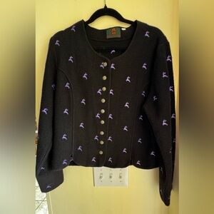 K & K Kaiserjäger trachten jacket wool 44 46 xl Dirndl deer black Tracht sweater